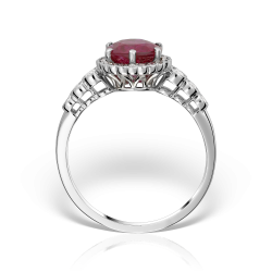 Inel de logodnă din platină cu rubin și anturaj de diamante,  Contemporary/Classic
