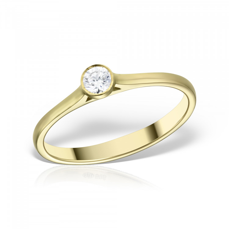 Inel de logodnă solitaire cu diamant briliant în casetă înălțată, Love me tender