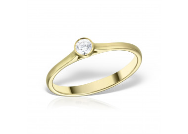 Inel de logodnă solitaire cu diamant briliant în casetă înălțată, Love me tender