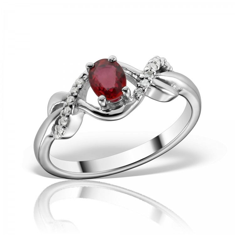 Inel de logodna cu rubin oval si diamante, Contemporary/Clasic