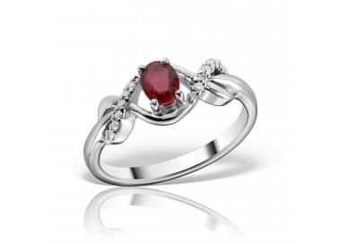 Inel de logodna cu rubin oval si diamante, Contemporary/Clasic
