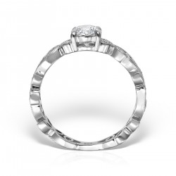 Inel de logodna cu diamant central brilliant, design floral și diamante de accent, Vintage inspired
