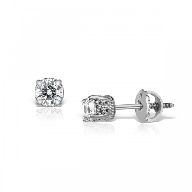 Cercei din platină cu diamante brilliant, Vintage inspired