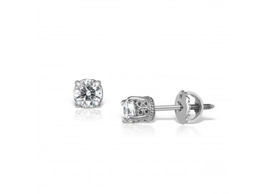 Cercei din platină cu diamante brilliant, Vintage inspired